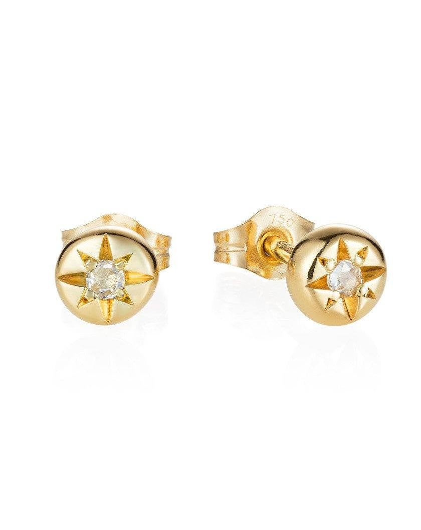 Organic Dot Earrings - 18ct Yellow Gold - Brilliant Cut Diamonds 